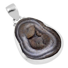 20.30cts natural brown geode druzy 925 sterling silver pendant jewelry n33981