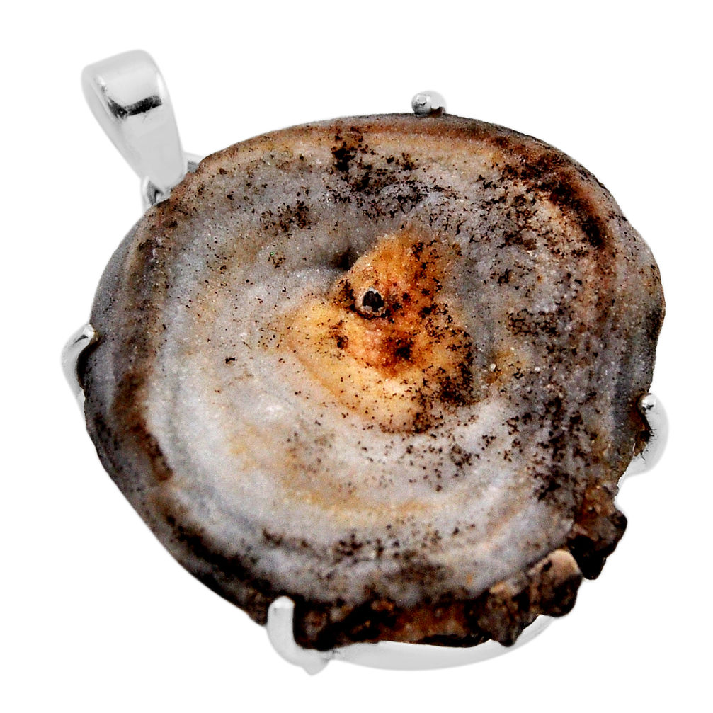 35.55cts natural brown geode druzy fancy sterling silver pendant jewelry n23602