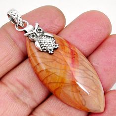 35.91cts natural brown imperial jasper 925 sterling silver owl pendant y7861