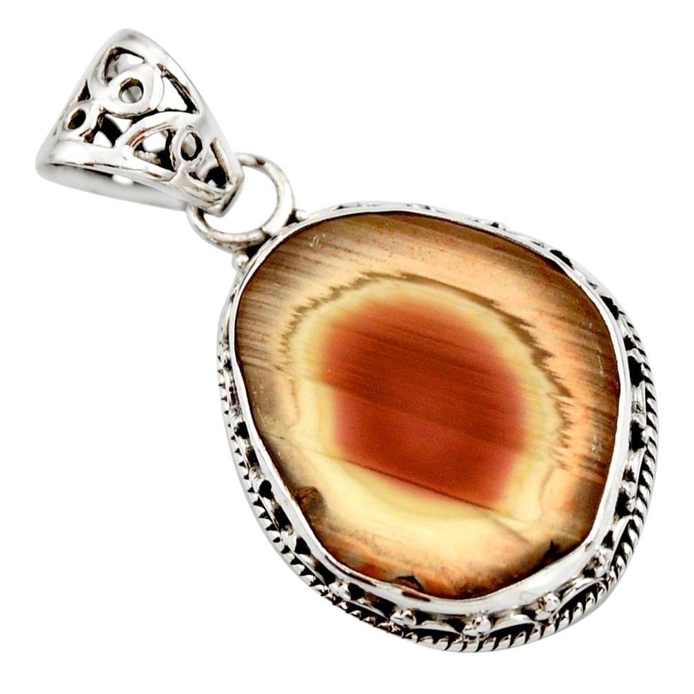 17.18cts natural brown imperial jasper 925 sterling silver pendant d42212