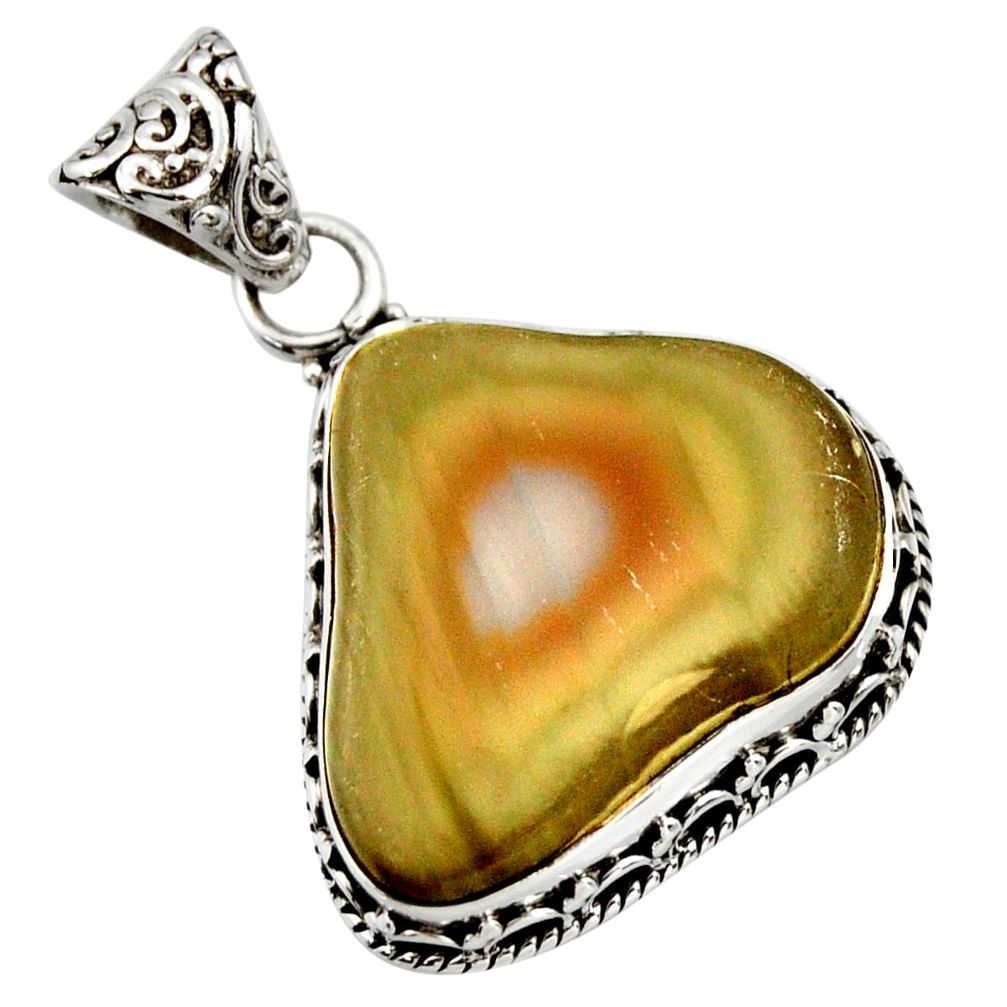 17.93cts natural brown imperial jasper 925 sterling silver pendant d42220