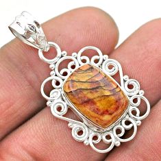 5.63cts natural brown imperial jasper 925 sterling silver pendant jewelry t68398