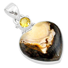 14.20cts natural brown imperial jasper citrine 925 silver pendant t13123