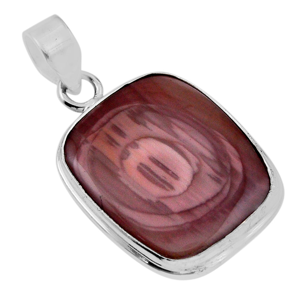 14.47cts natural brown imperial jasper cushion sterling silver pendant n30400