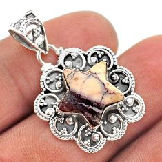 6.27cts natural brown imperial jasper fancy 925 silver star fish pendant t63546