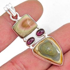 20.77cts natural brown imperial jasper garnet 925 sterling silver pendant y21291