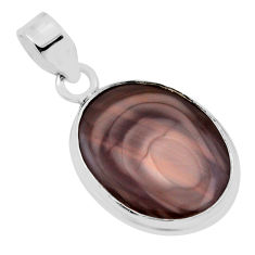 11.09cts natural brown imperial jasper oval 925 sterling silver pendant n30396
