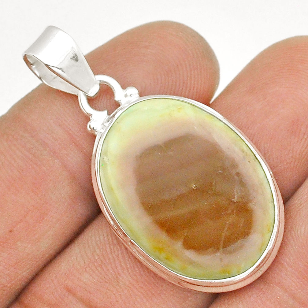 15.55cts natural brown imperial jasper oval 925 sterling silver pendant u86696