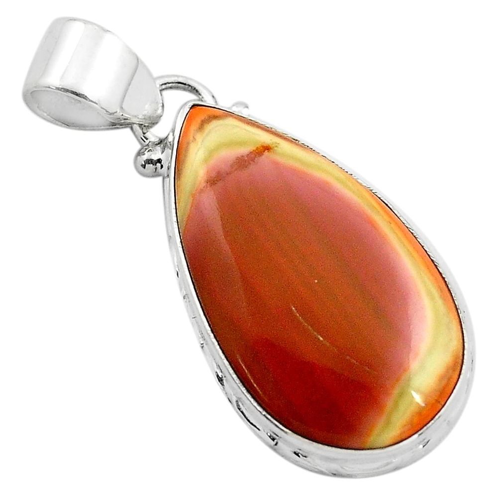 13.15cts natural brown imperial jasper pear 925 sterling silver pendant p85161