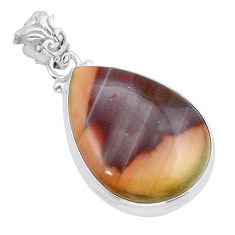 15.96cts natural brown imperial jasper pear 925 sterling silver pendant y15096