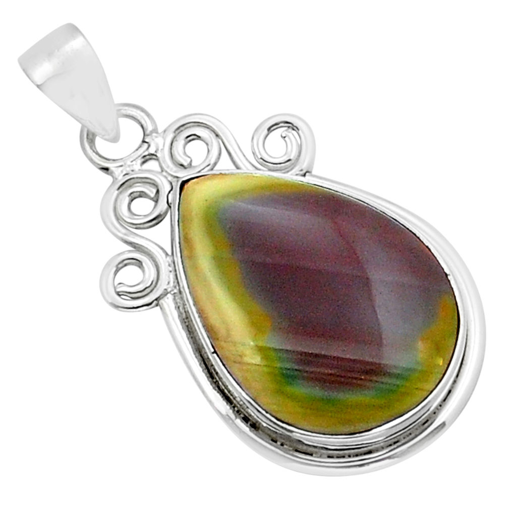 16.87cts natural brown imperial jasper pear 925 sterling silver pendant y15240