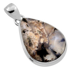 16.49cts natural brown montana agate 925 sterling silver pendant jewelry n35074