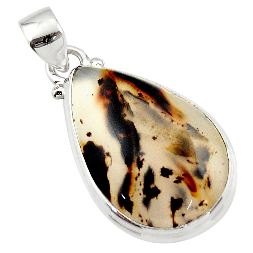 14.90cts natural brown montana agate 925 sterling silver pendant jewelry r46583