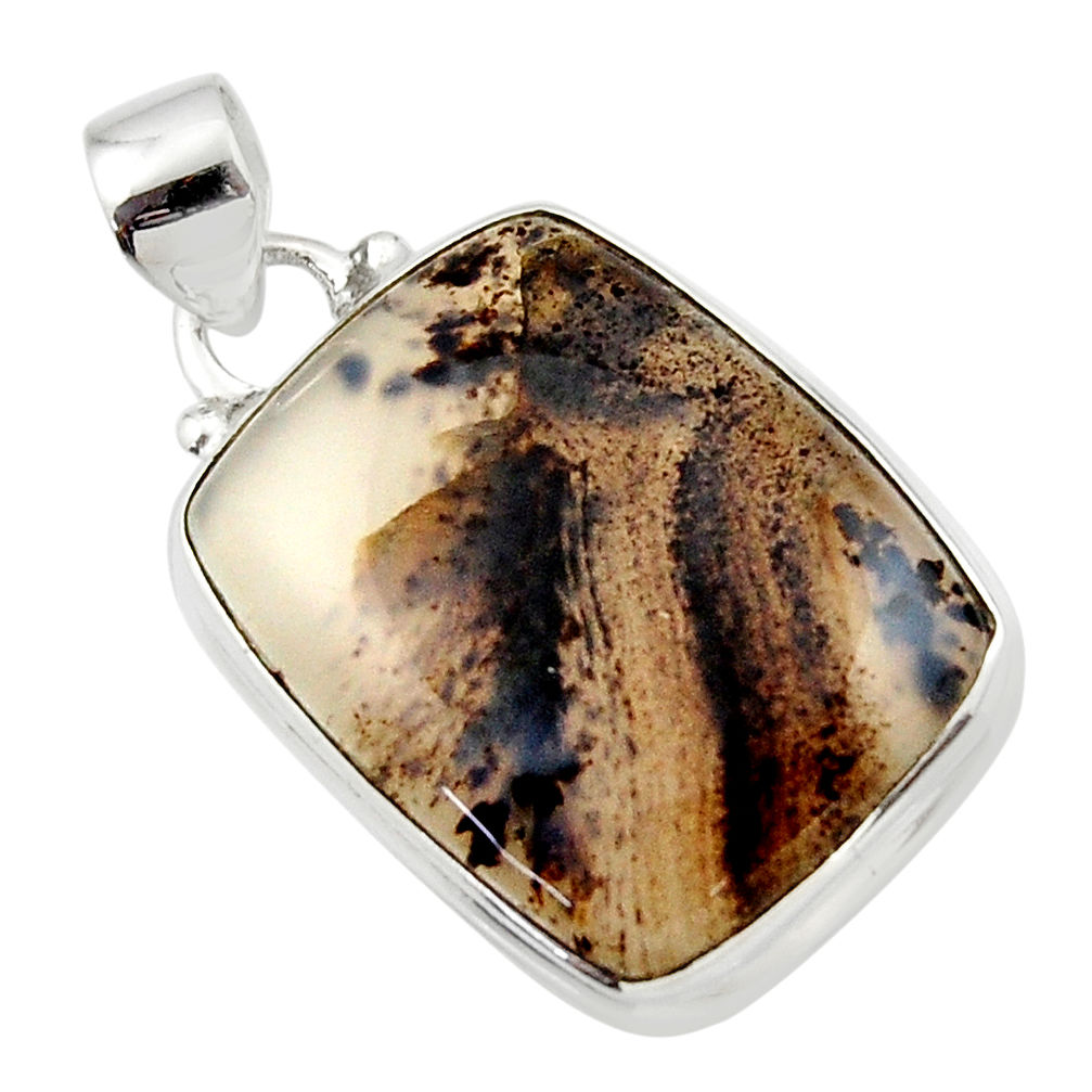 16.35cts natural brown montana agate 925 sterling silver pendant jewelry r46590