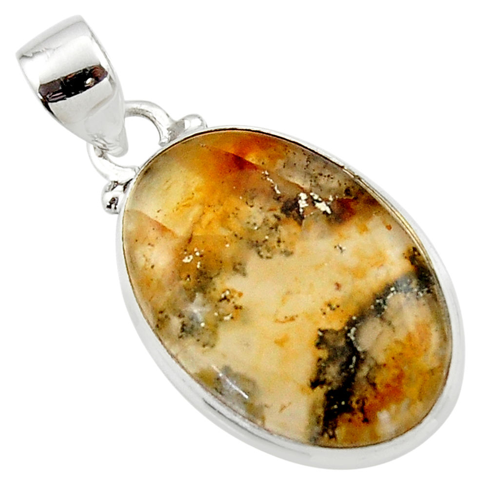 12.42cts natural brown montana agate 925 sterling silver pendant jewelry r46592