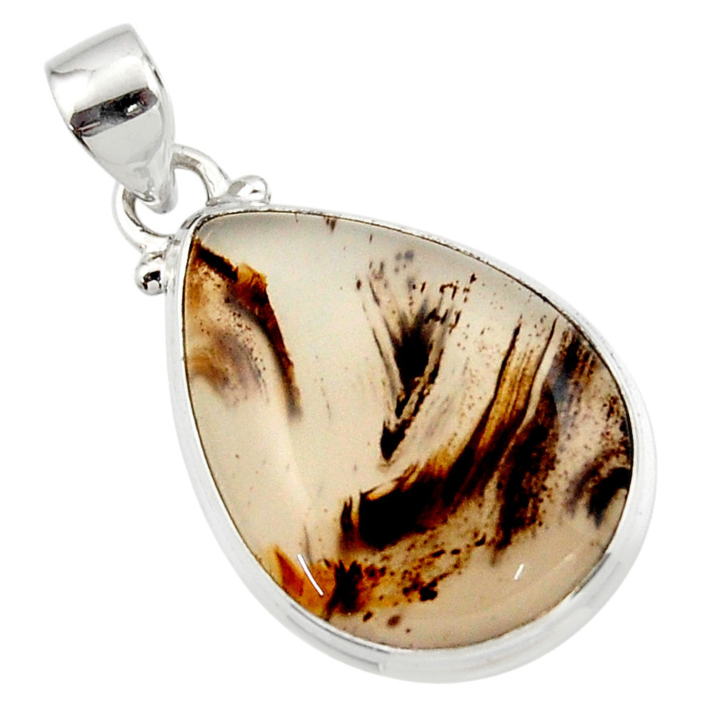 15.55cts natural brown montana agate 925 sterling silver pendant jewelry r46594