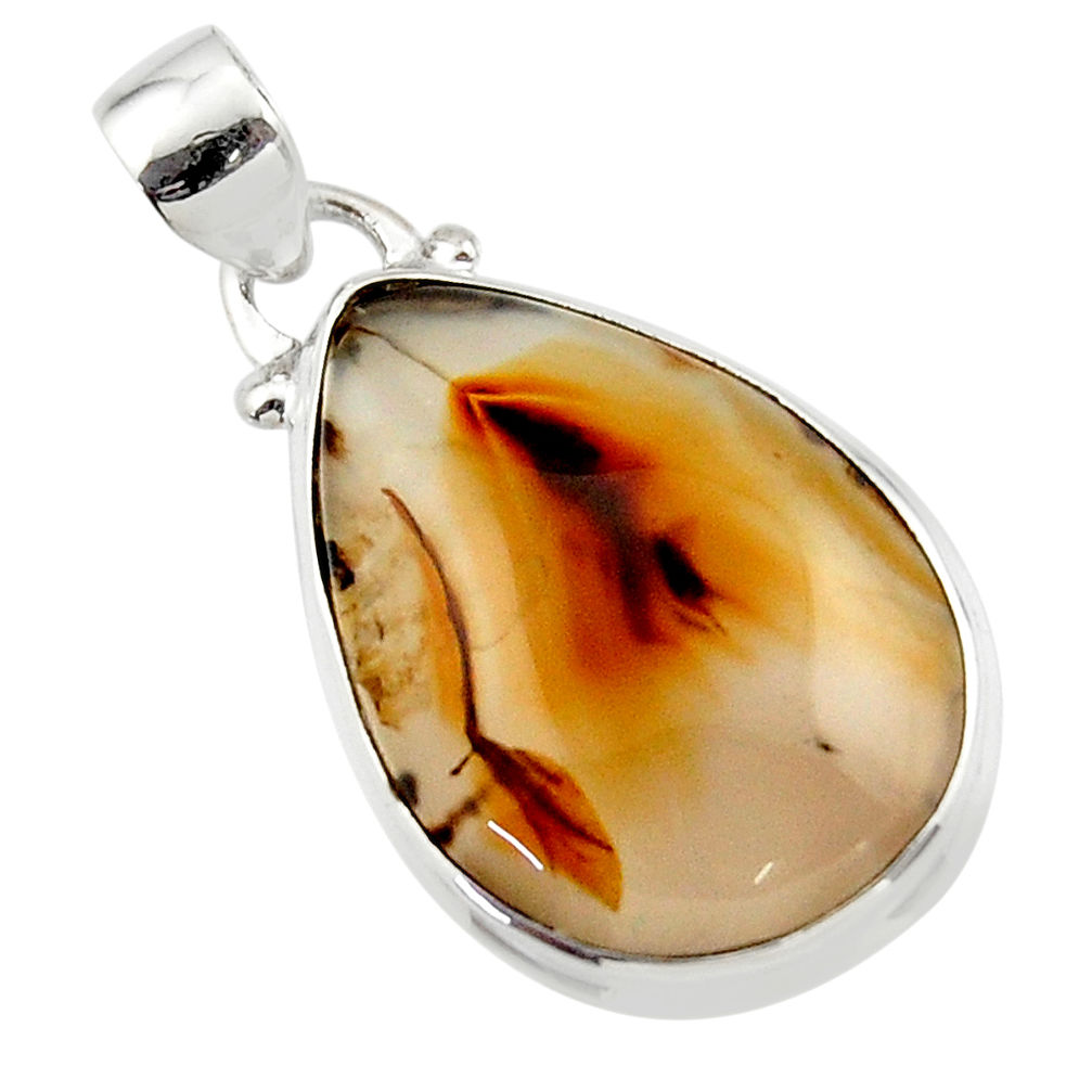 14.42cts natural brown montana agate 925 sterling silver pendant jewelry r46595