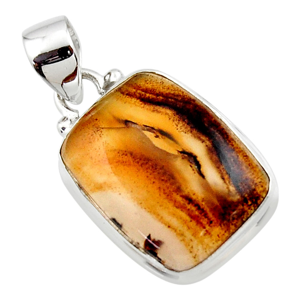 12.58cts natural brown montana agate 925 sterling silver pendant jewelry r46597