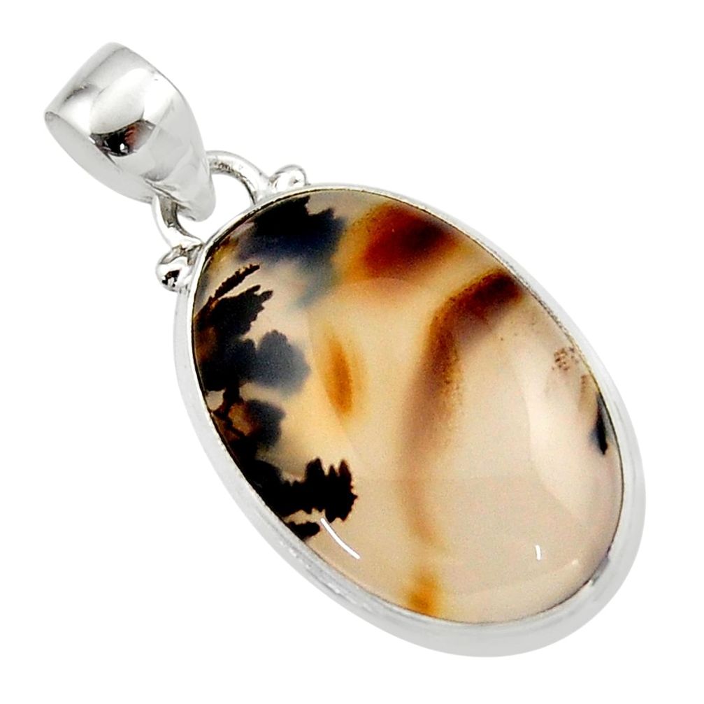 14.33cts natural brown montana agate 925 sterling silver pendant jewelry r46599