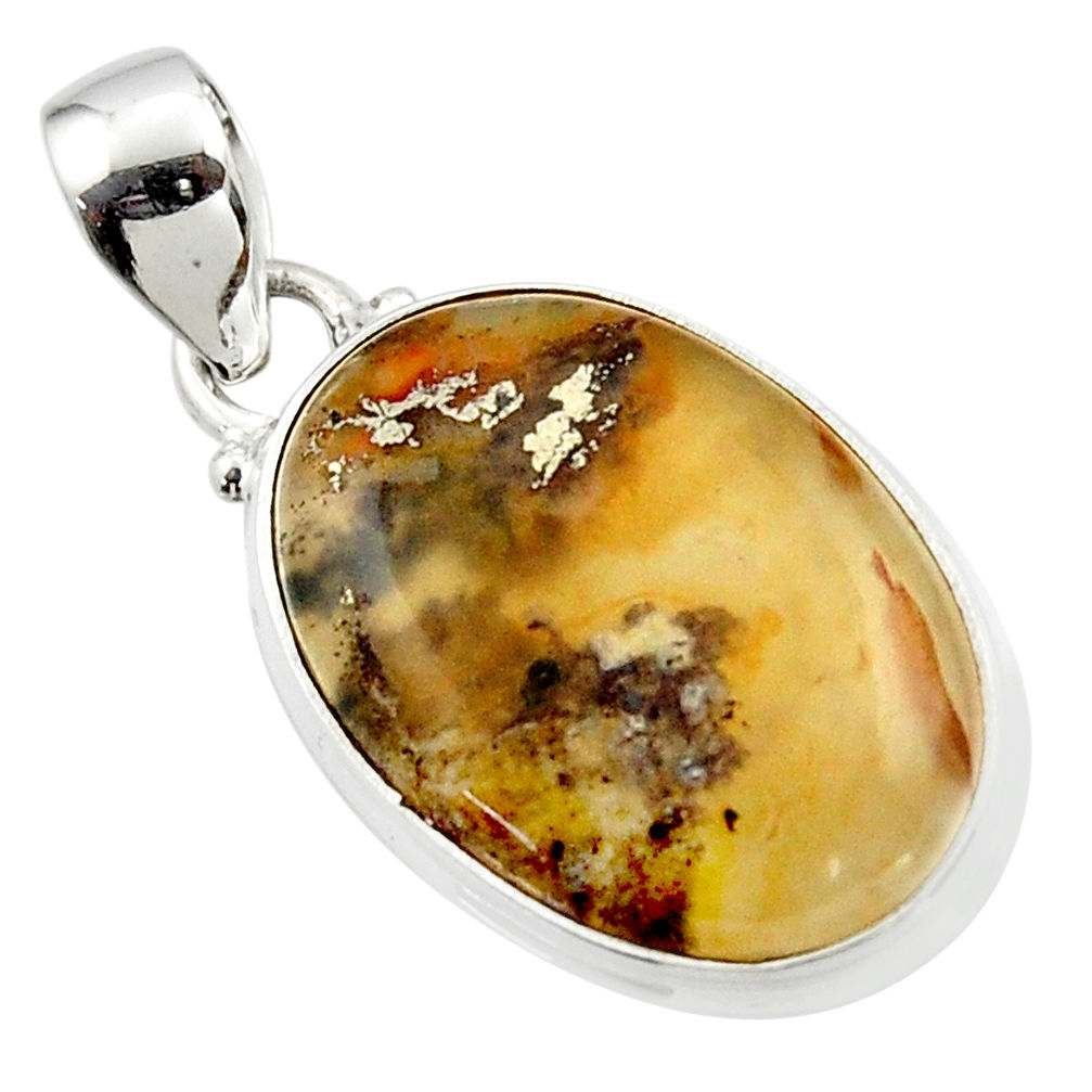 13.05cts natural brown montana agate 925 sterling silver pendant jewelry r46614