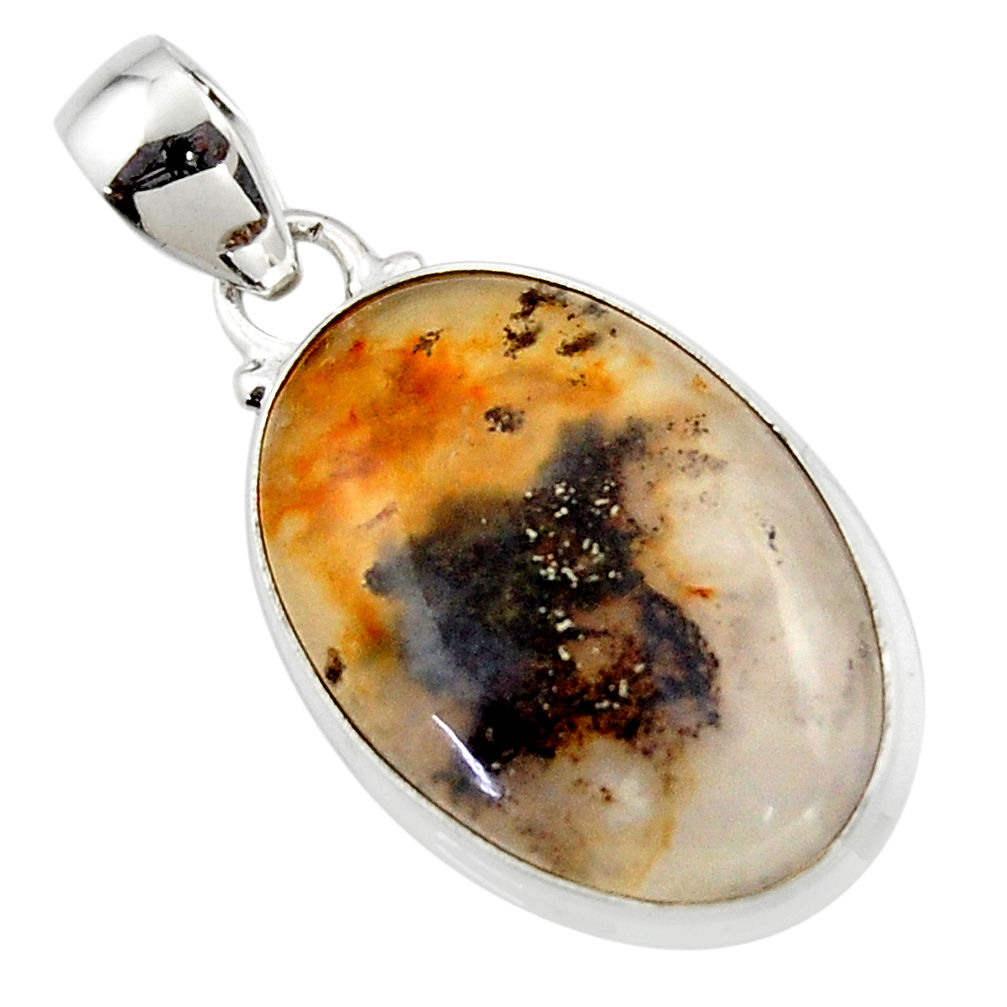 13.73cts natural brown montana agate 925 sterling silver pendant jewelry r46619