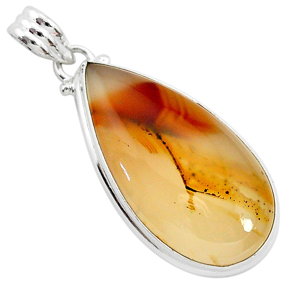 Clearance Sale- 19.23cts natural brown montana agate 925 sterling silver pendant jewelry r94861
