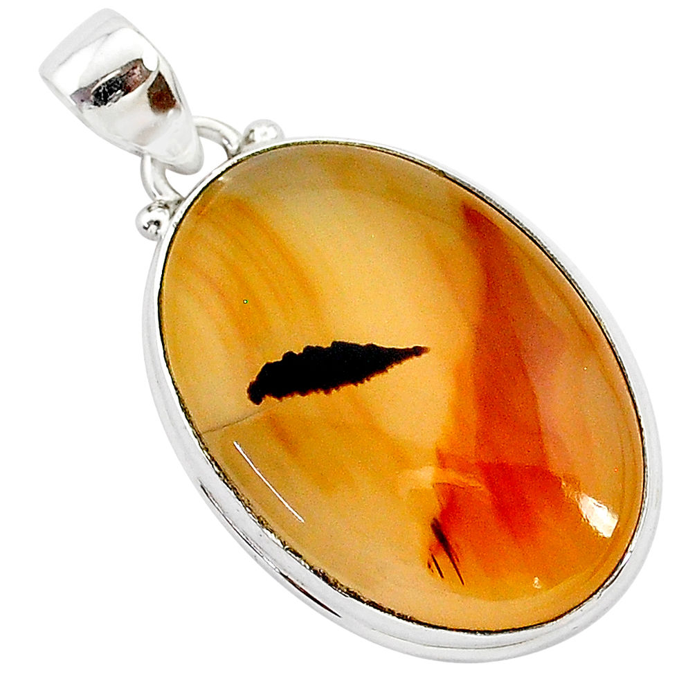 20.51cts natural brown montana agate 925 sterling silver pendant jewelry r94876