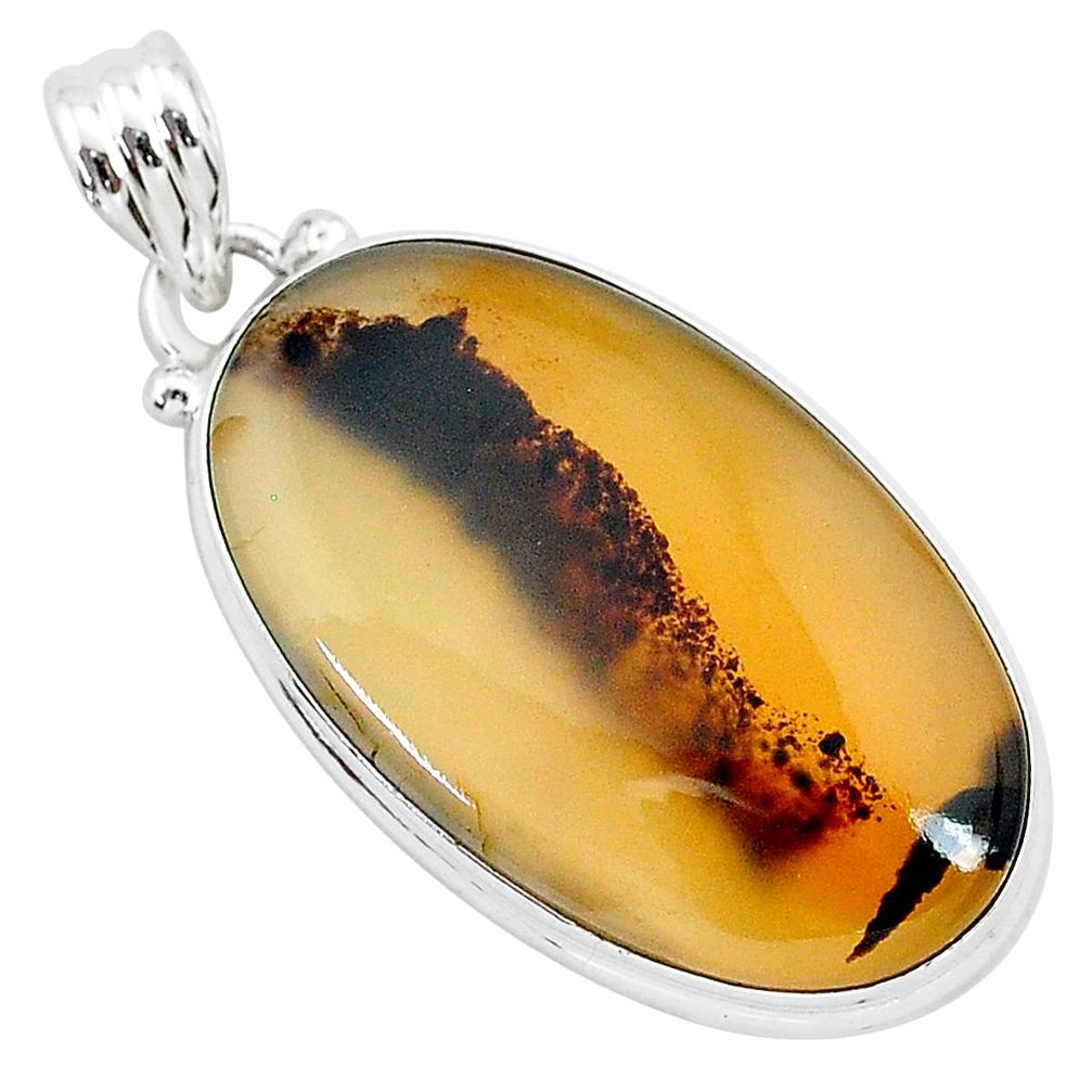 18.70cts natural brown montana agate 925 sterling silver pendant jewelry r94880