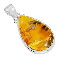 14.59cts natural brown montana agate pear 925 sterling silver pendant y5257