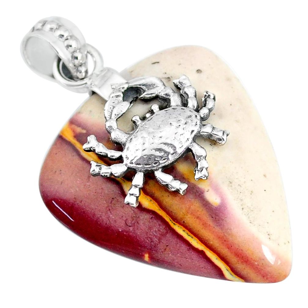 21.29cts natural brown mookaite 925 sterling silver crab pendant jewelry r90897