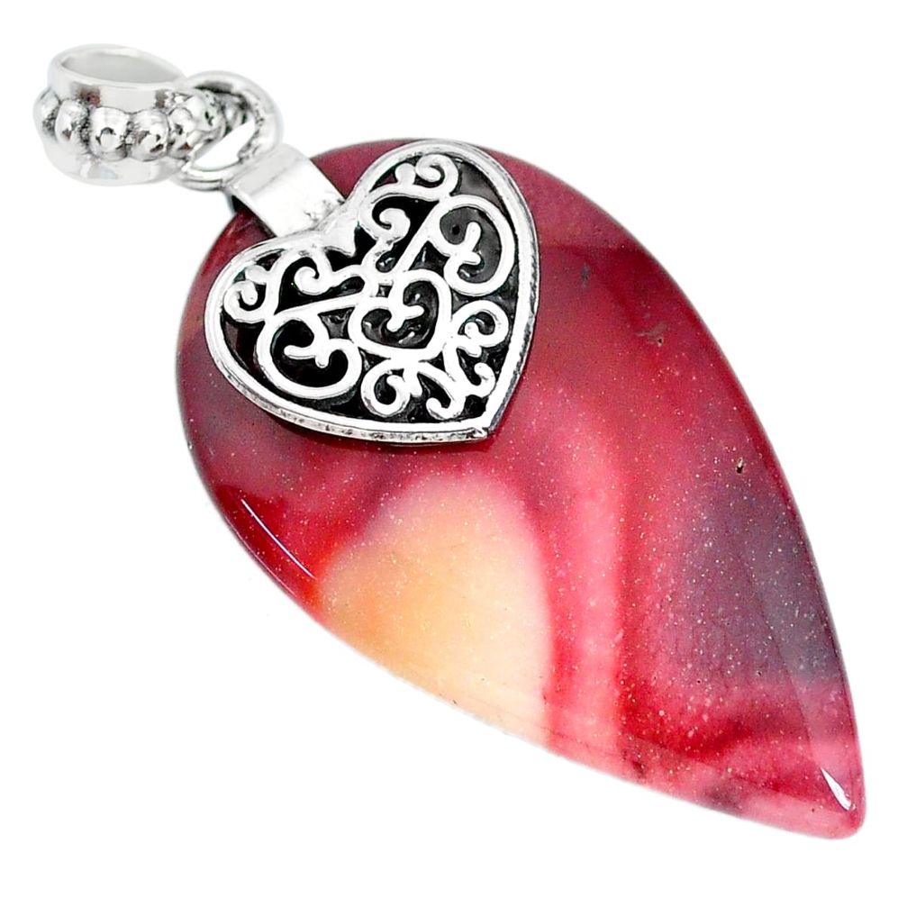 23.97cts natural brown mookaite 925 sterling silver heart pendant jewelry r90886