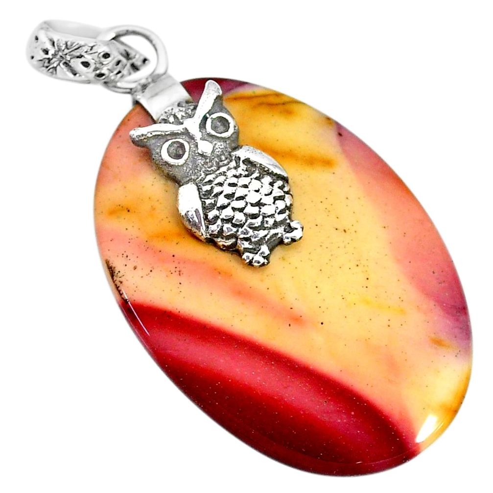 22.46cts natural brown mookaite 925 sterling silver owl pendant jewelry r91304