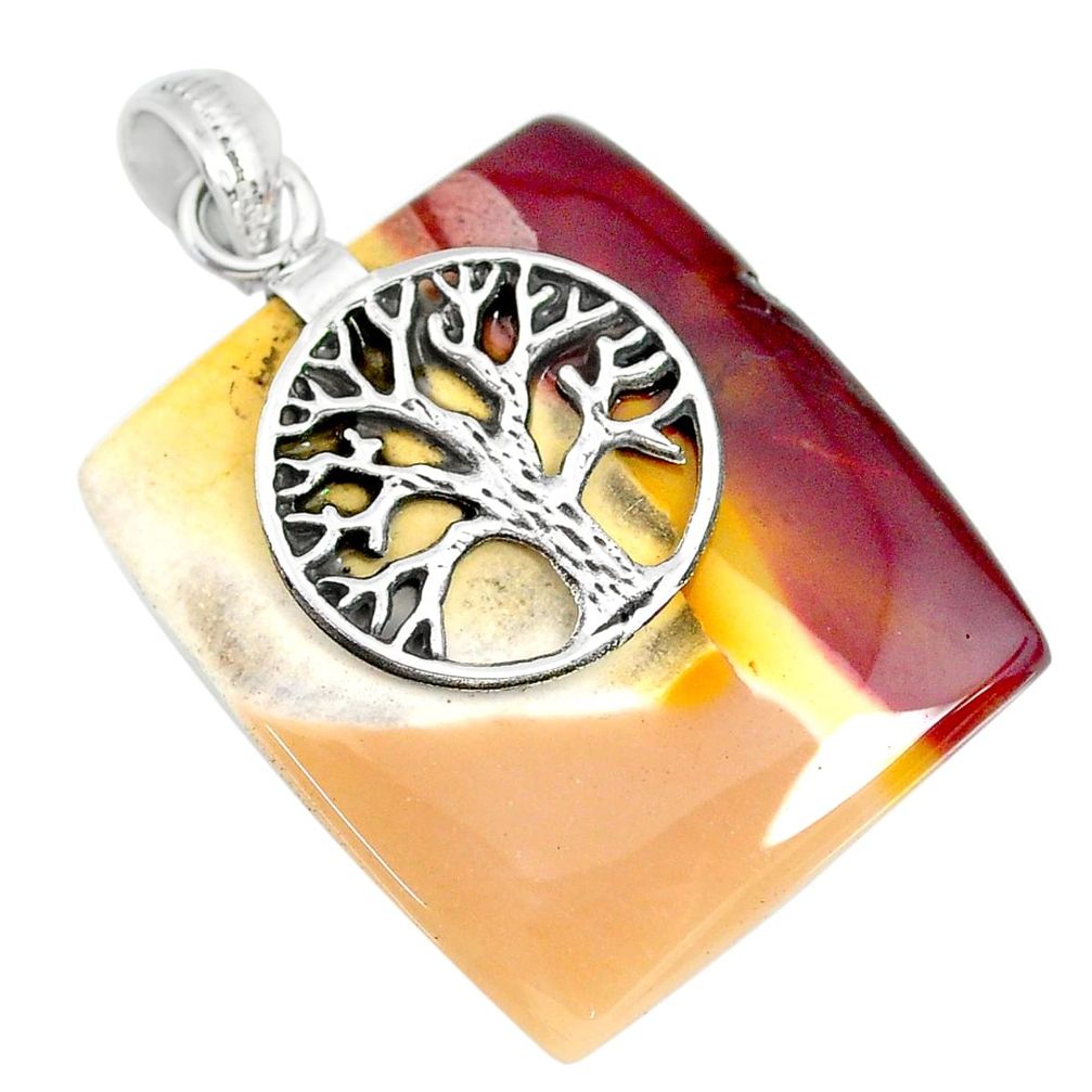 36.72cts natural brown mookaite 925 sterling silver tree of life pendant r90883