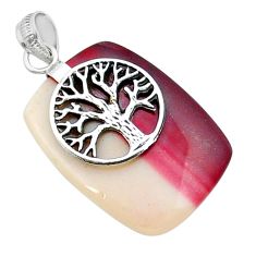 28.90cts natural brown mookaite 925 sterling silver tree of life pendant y15161