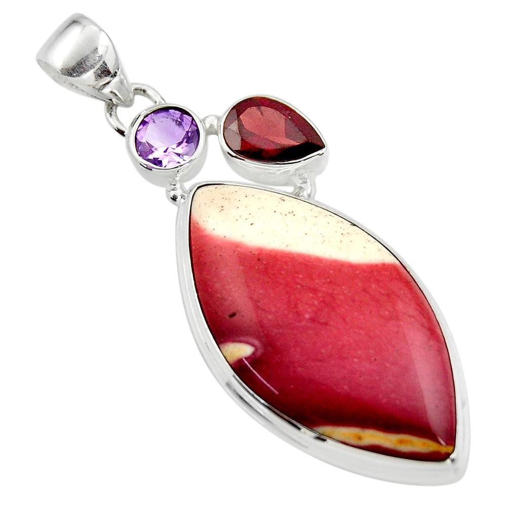 24.46cts natural brown mookaite amethyst 925 sterling silver pendant r45027