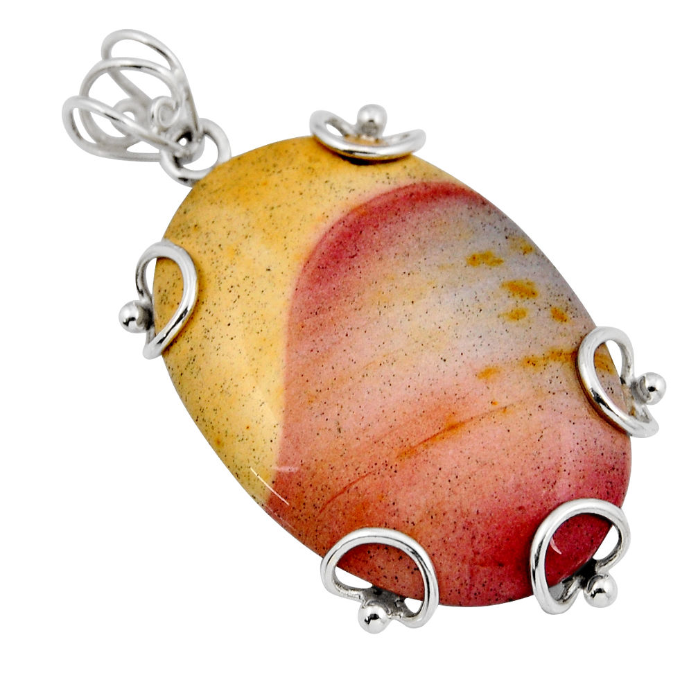 30.80cts natural brown mookaite oval 925 sterling silver pendant jewelry y47676