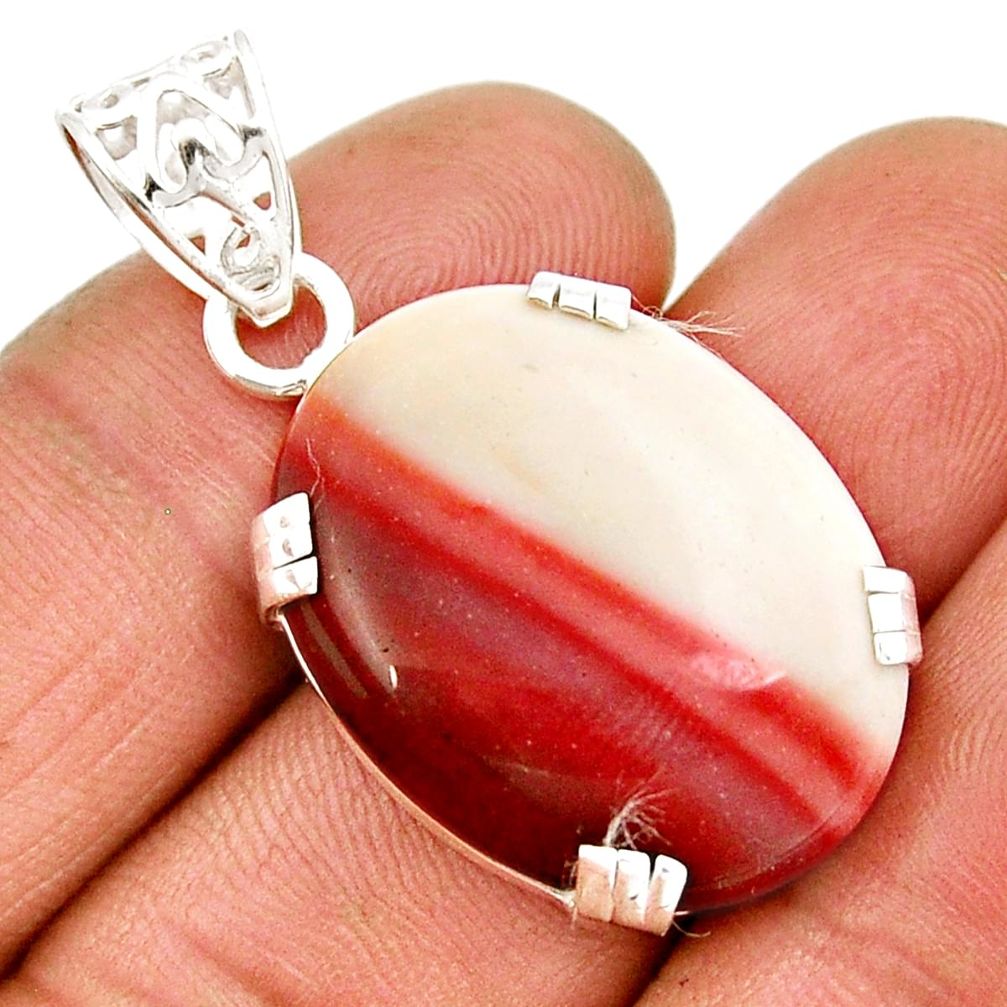 17.86cts natural brown mookaite oval 925 sterling silver pendant jewelry y5887