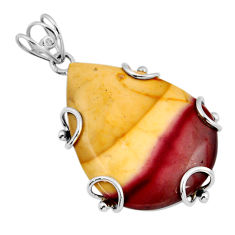 28.07cts natural brown mookaite pear 925 sterling silver pendant jewelry y47673