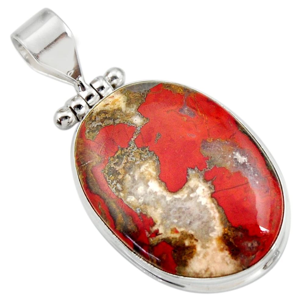 25.00cts natural brown moroccan seam agate 925 sterling silver pendant d42221