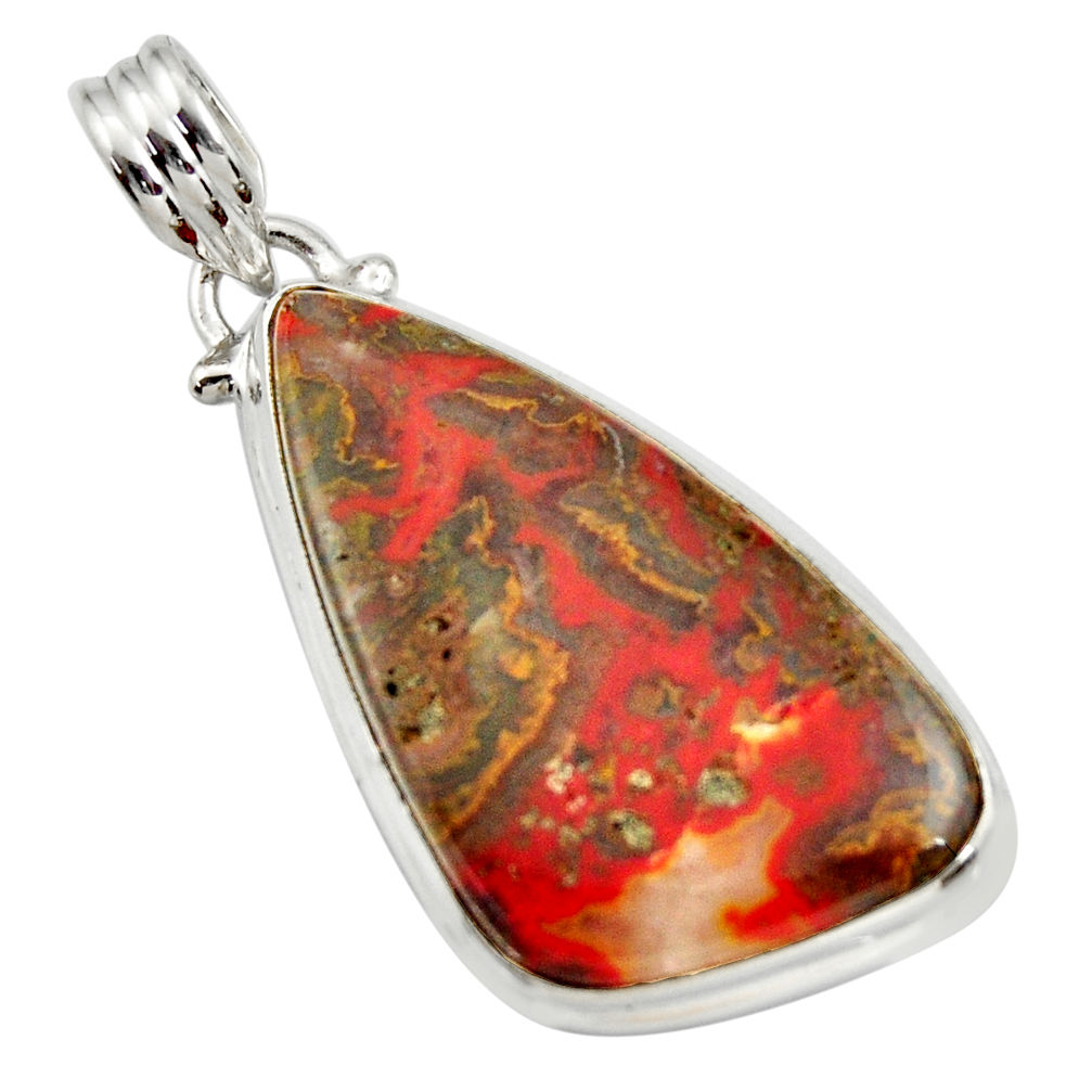  brown moroccan seam agate 925 sterling silver pendant d42229