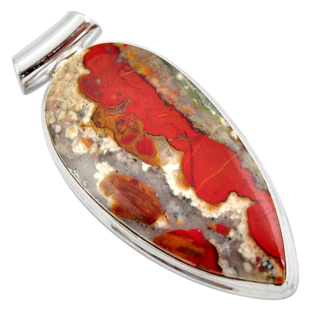 30.86cts natural brown moroccan seam agate 925 sterling silver pendant d42263