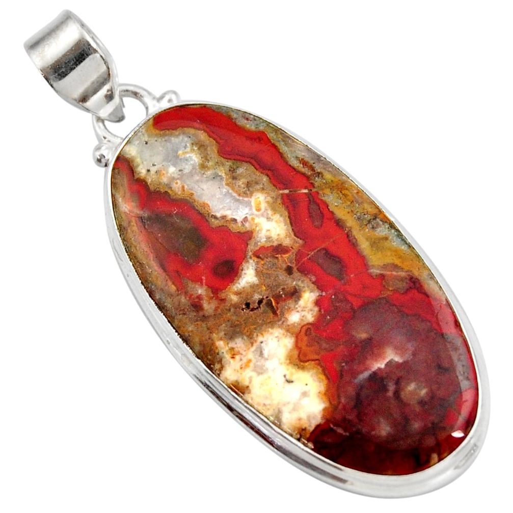 29.32cts natural brown moroccan seam agate 925 sterling silver pendant d42268