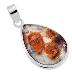 16.49cts natural brown moroccan seam agate 925 sterling silver pendant n35049
