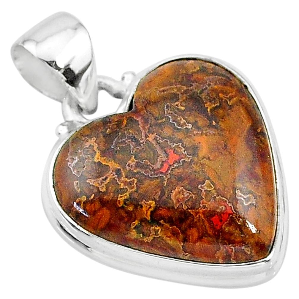 16.20cts natural brown moroccan seam agate 925 sterling silver pendant t13250