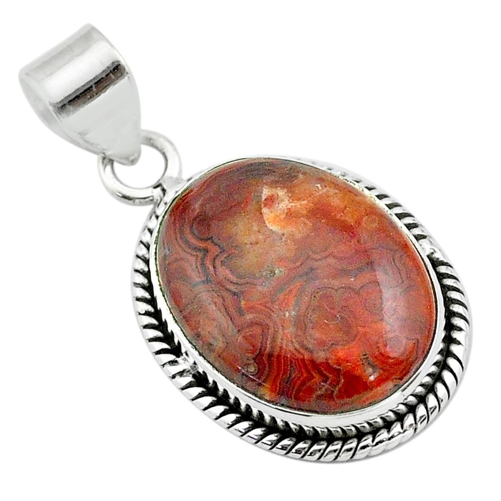 12.58cts natural brown moroccan seam agate 925 sterling silver pendant t53814