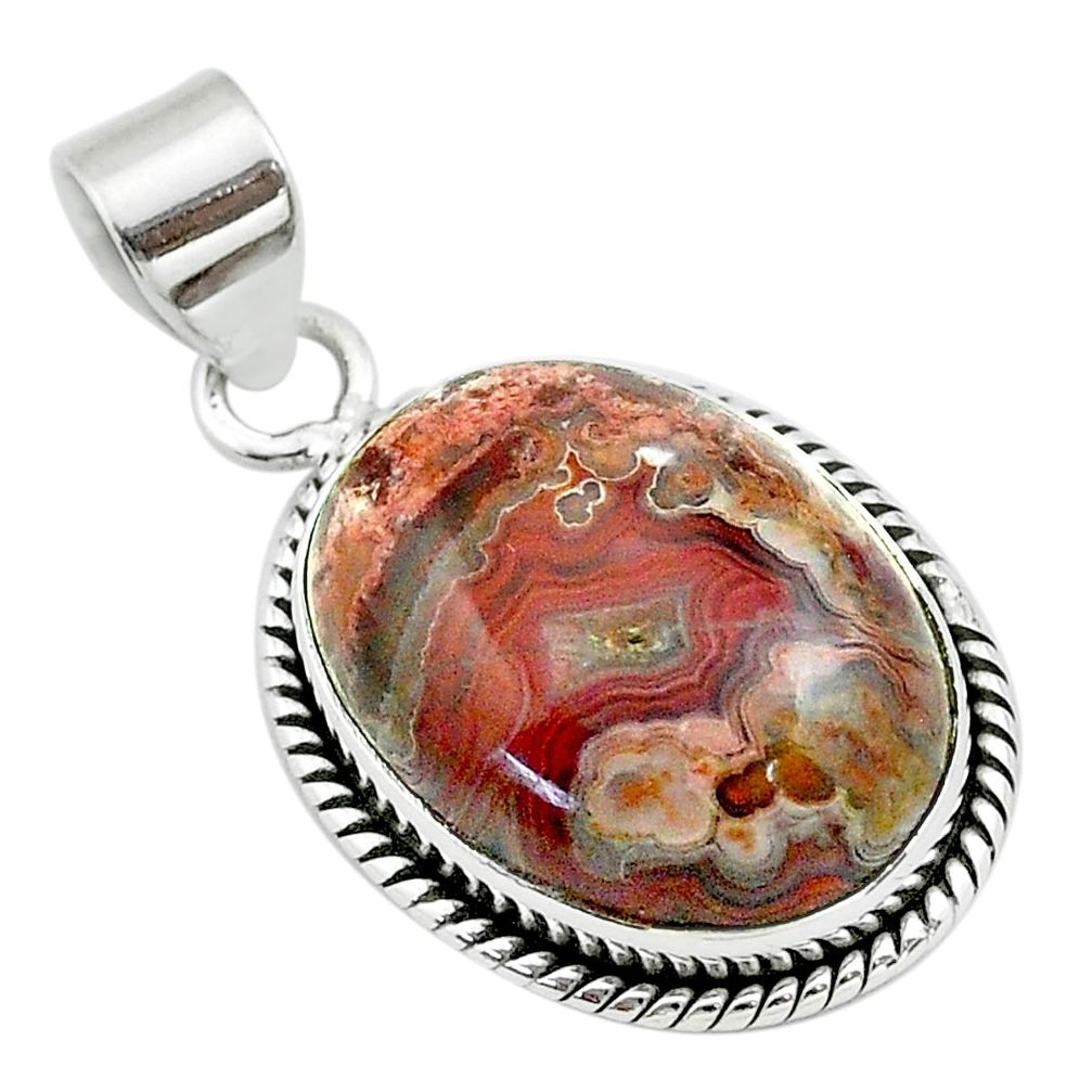 14.23cts natural brown moroccan seam agate 925 sterling silver pendant t53815