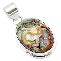17.22cts natural brown moroccan seam agate 925 sterling silver pendant t53817