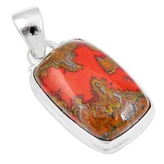 11.13cts natural brown moroccan seam agate 925 sterling silver pendant u27682