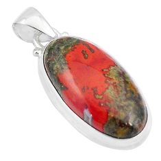 12.65cts natural brown moroccan seam agate 925 sterling silver pendant u27690