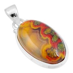 12.72cts natural brown moroccan seam agate 925 sterling silver pendant u27692